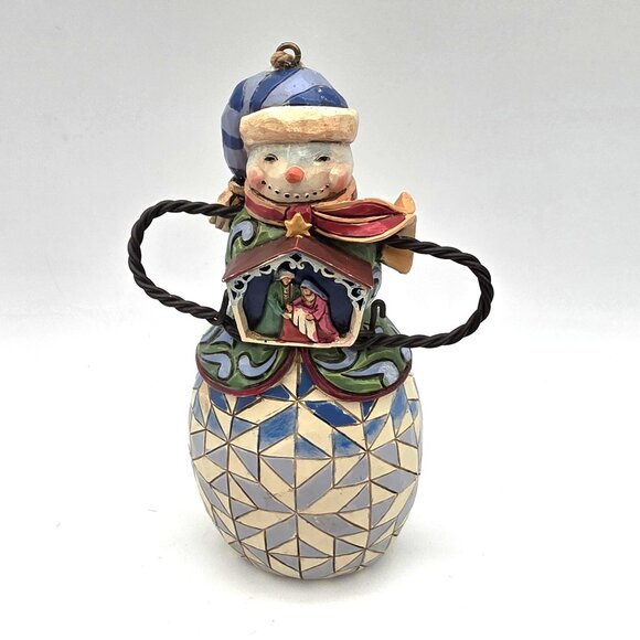 Jim Shore Snowman Holding Christmas Nativity Ornament 4034404 Retired No Box - Picture 9 of 10